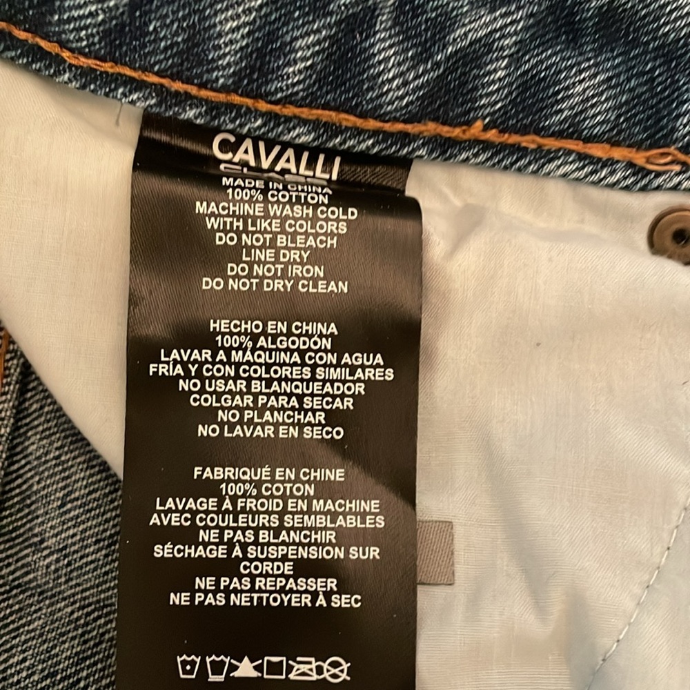 NWT ROBERTO CAVALLI High Rise Faded Cropped Jeans CLASSIC Blue. 100% cotton. 29 - Picture 9 of 11